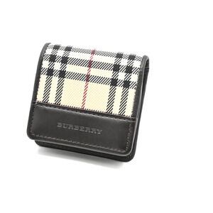Burberry Nova Check Coin Case Wallet Logo Leather Canvas color beige unisex
